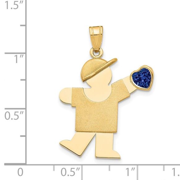 Kazi Luxury 14k Yellow Gold Boy with CZ September Birthstone Charm